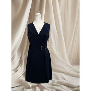 Calvin Klein Women's Size 6 Navy Sleeveless Wrap Dress Casual